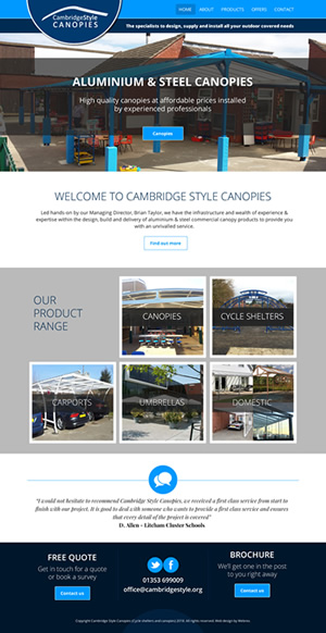 Cambridge Style Canopies Web Design